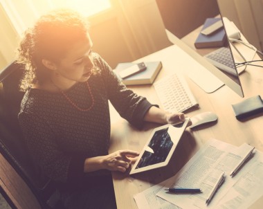 Young Woman Working at Home, Small Office